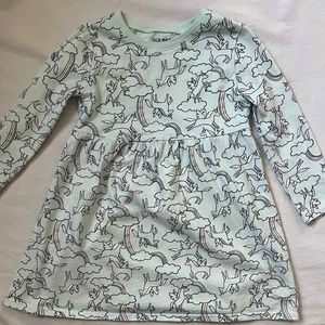 Old Navy Size 4t Unicorn and Rainbow Long Sleeve Dress